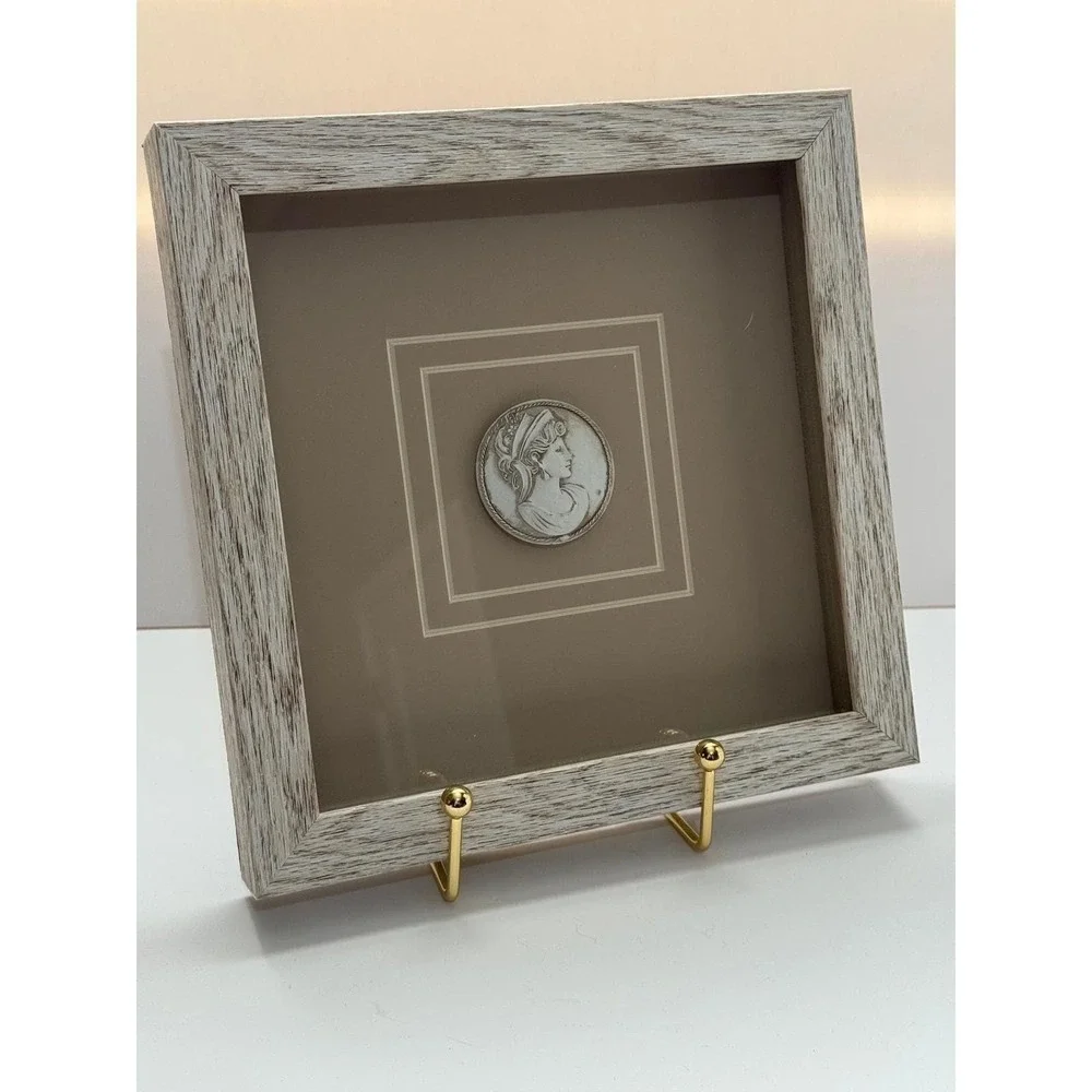 Set of 3 Framed Ceramic Intaglio Bust Relief Wall Art Vintage-Style 9.5 Inch